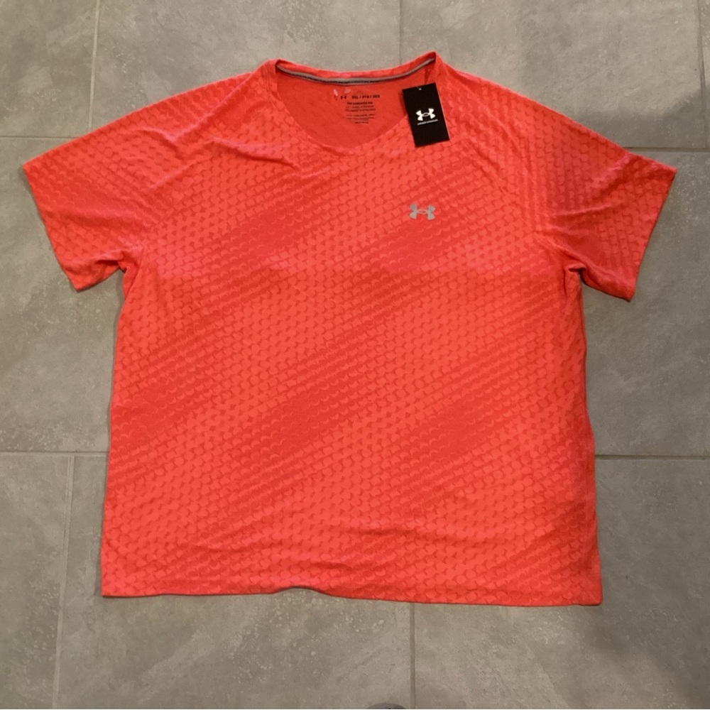 Under armour Streaker Runclipse Running Tee T-Shirt Mens Size Large Coral Pink
